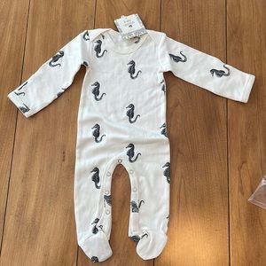 Black Seahorse Footie Sleeper Lap Neck 100% Organic Cotton Kate Quinn NWT